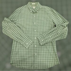 J Crew Button Down Shirt Mens Sz M Slim Fit Size Green Plaid Long Sleeve
